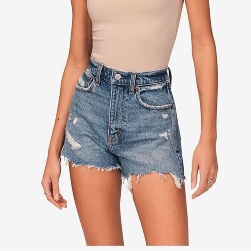Abercrombie & Fitch High Waist Distressed Denim Shorts Size 27/4
